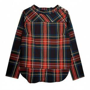 J. Crew Funnelneck Top In Stewart Tartan Jeweled Buttons Size 2 Old Money